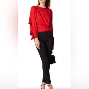 Ronny‎ Kobo Monet silk blend jacquard accent draped top size XL 90’s VDAY XMAS